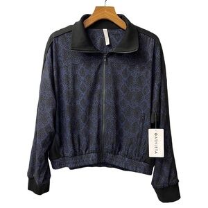 Athleta Brooklyn Track Bomber Jacket Snakeskin Python Reptile Print Size L NEW